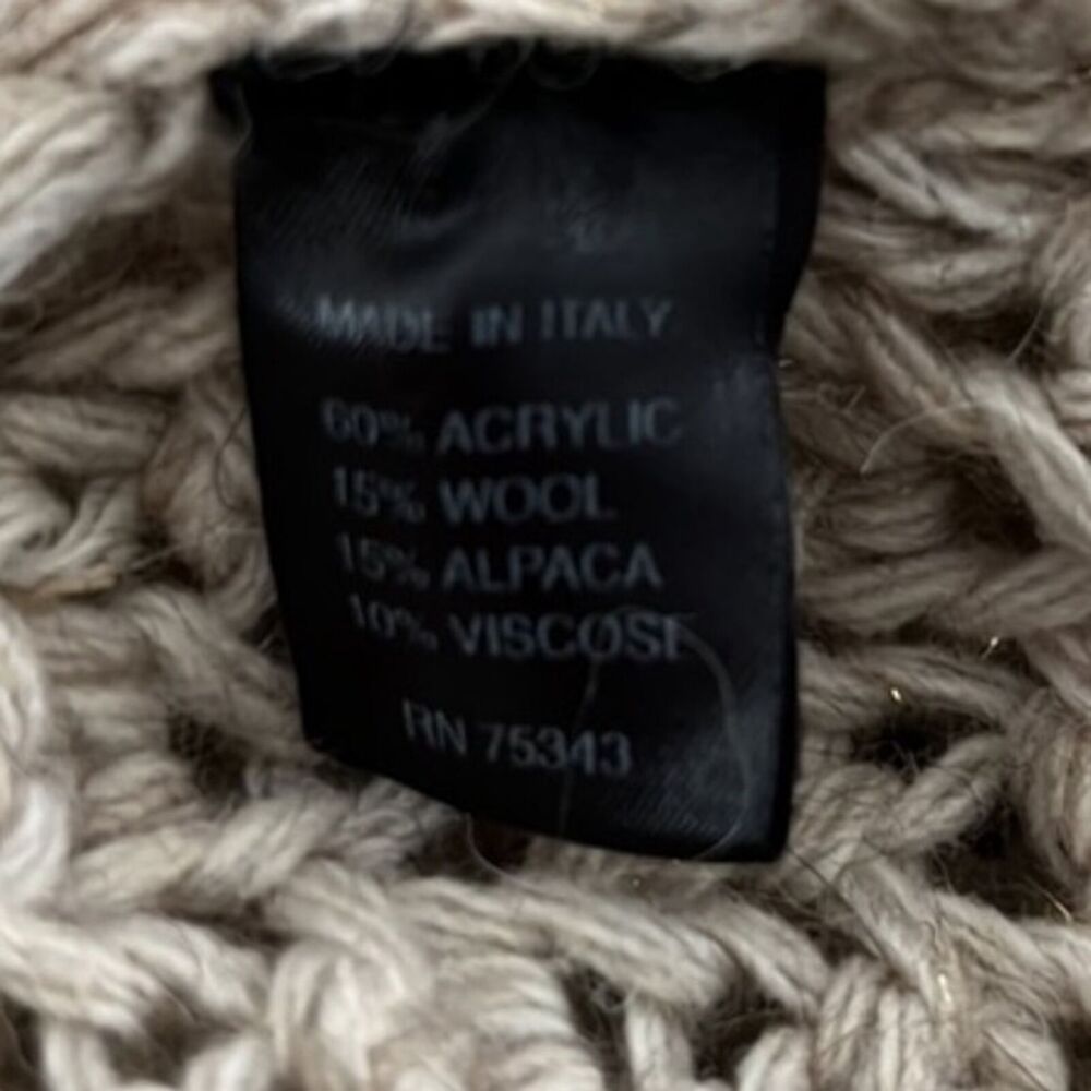 Berretti Sweater Womens Small Tan Open Knit Wool Alpaca Neutral Minimalist - Picture 6 of 6